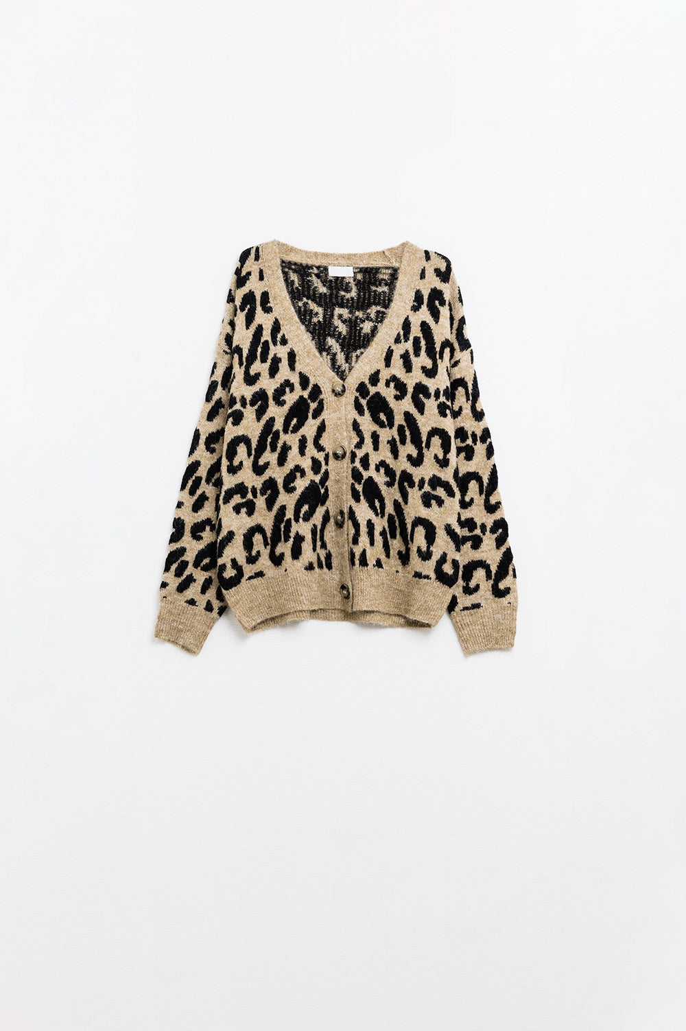 casaco de malha macia com estampado de leopardo