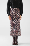 Saia midi com estampado de leopardo
