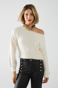 camisola fofa cortada em creme ajustada na cintura