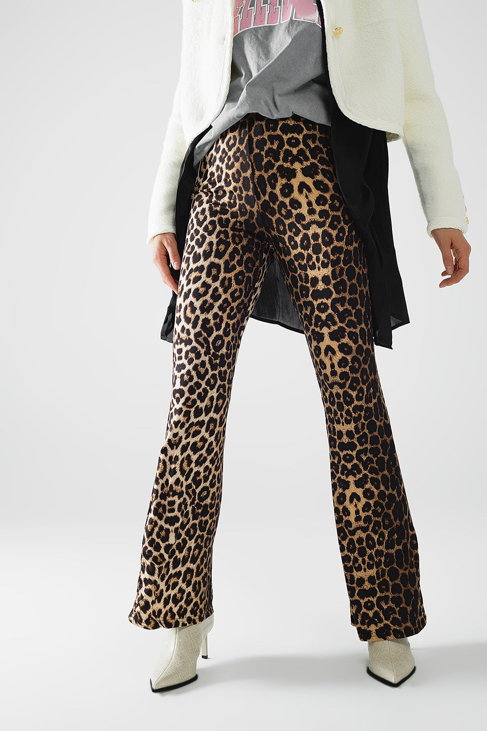 Leggings em spandex com padrão de leopardo