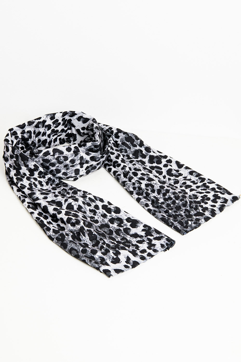 Lenço de tecido fino com estampado de leopardo em cinzento