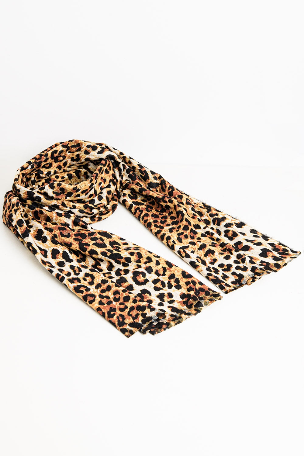 Lenço de tecido fino com estampado de leopardo em camel