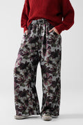 calças de perna larga com estampado floral