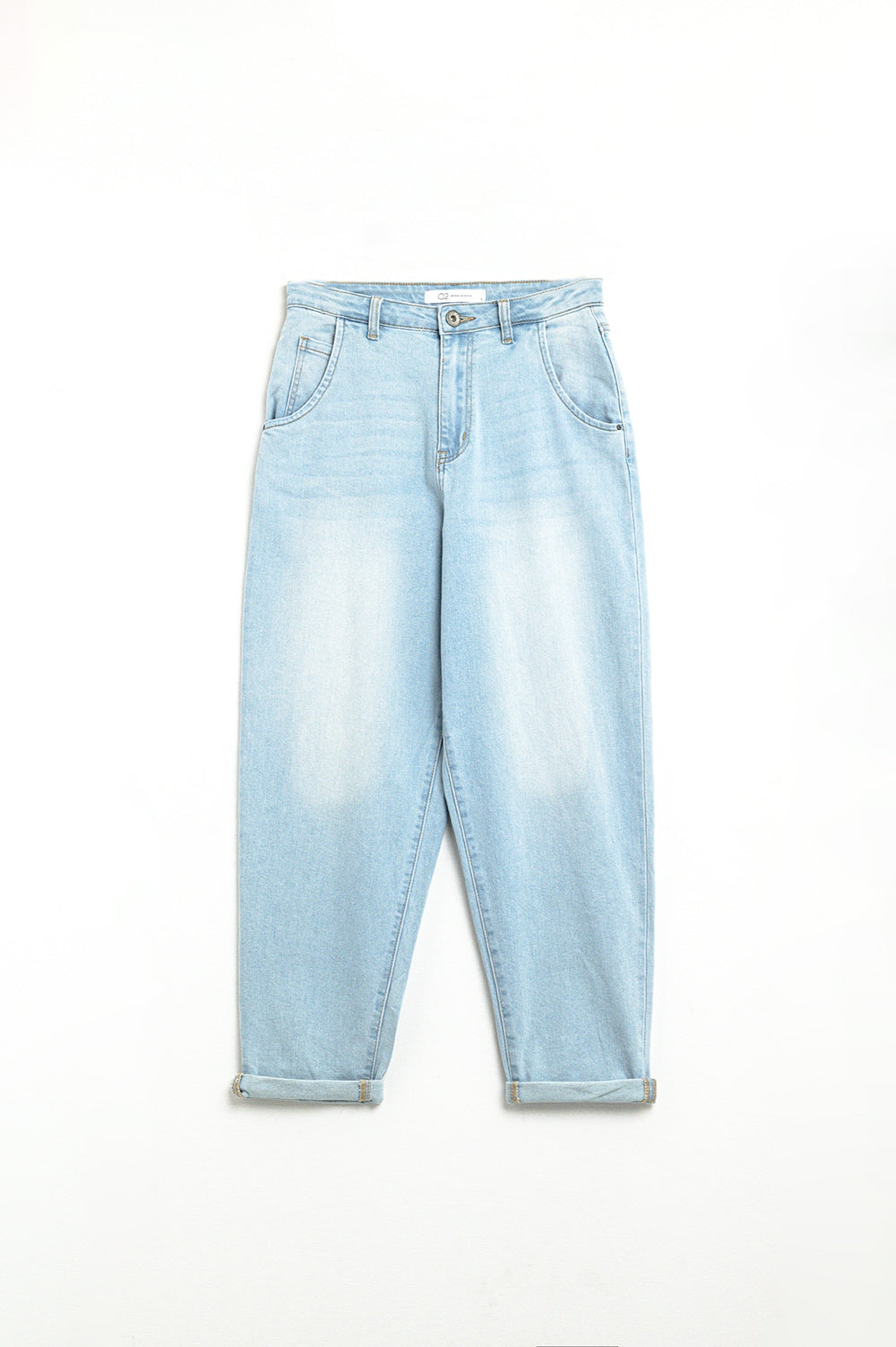 Calças de ganga Mom Wash claras com bolsos laterais