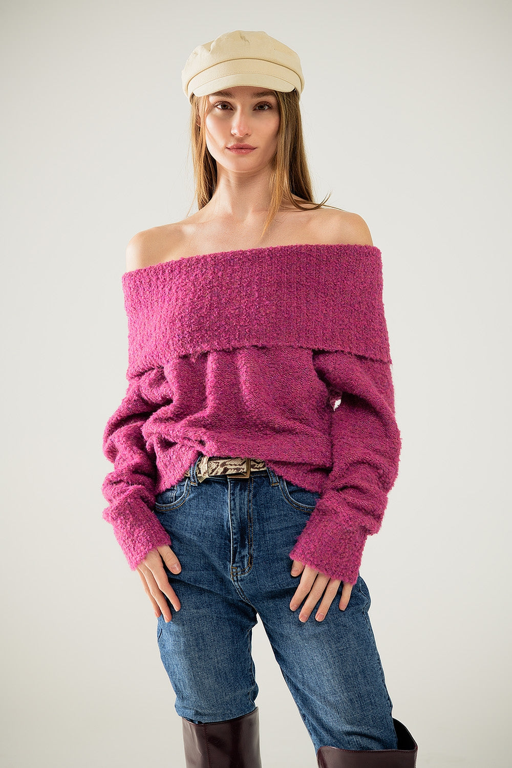 Calças de ganga skinny elásticas com cinco bolsos em lavagem escura