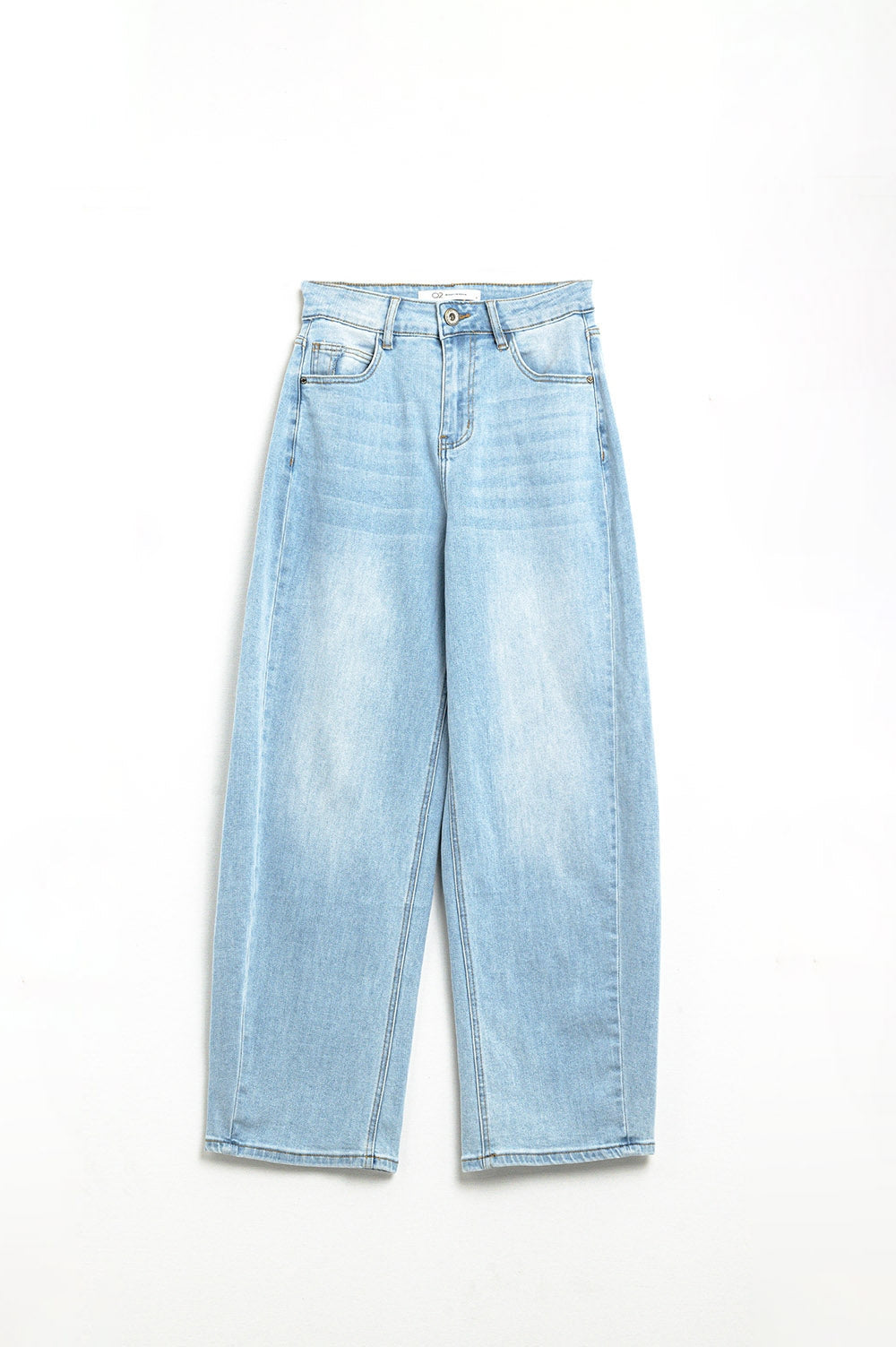 Jeans Boyfriend Stretchy Barrel em lavagem clara