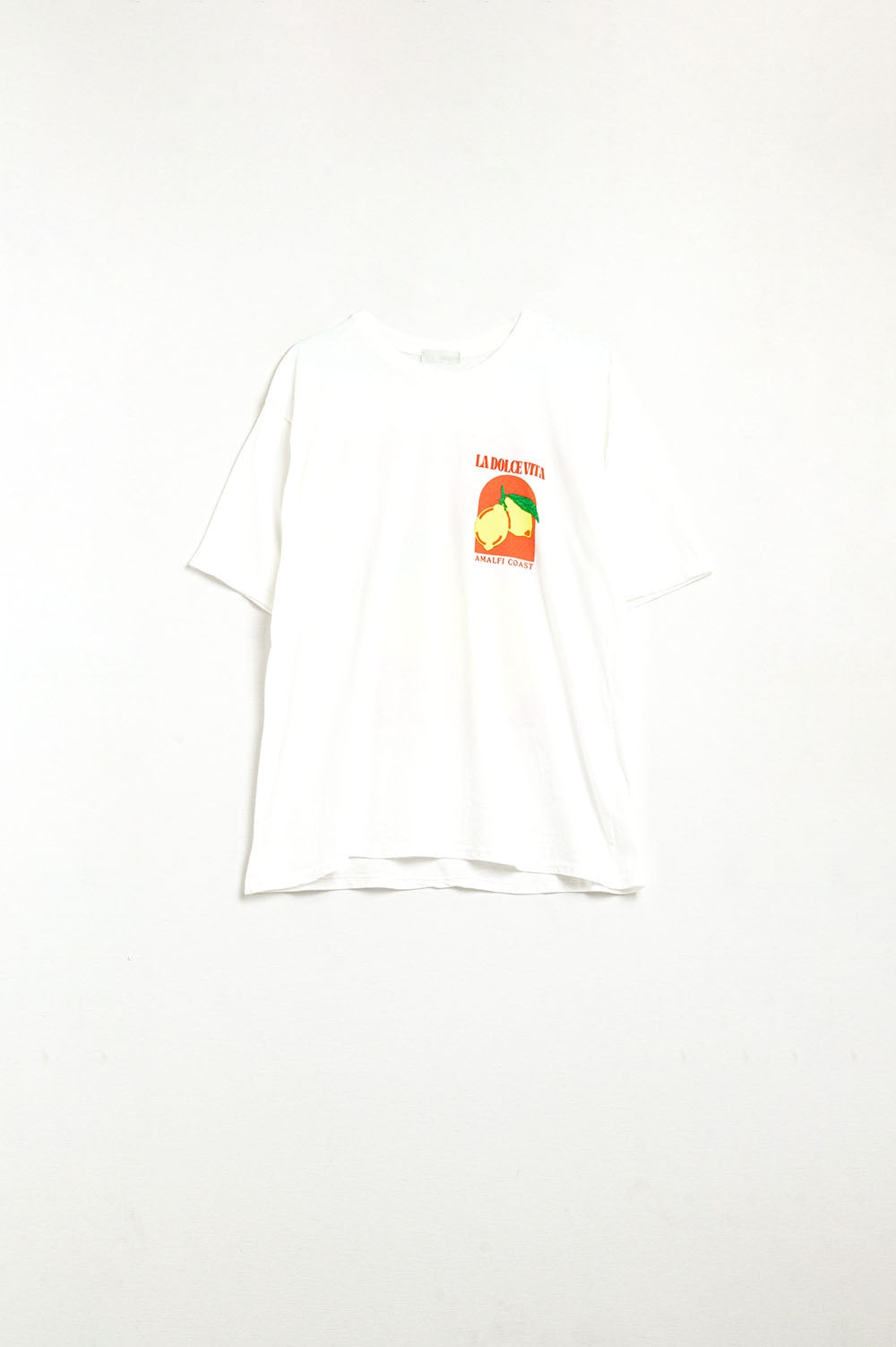 Camiseta de Caimento Relaxado com Estampa La Dolce Vita em Branco