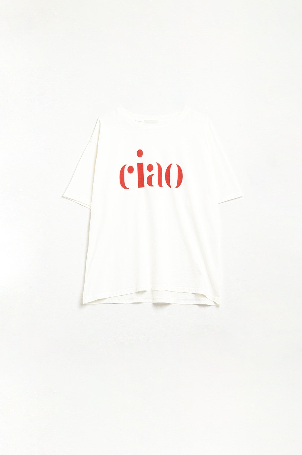 Camiseta de algodão feita na Itália com logotipo Ciao em vermelho