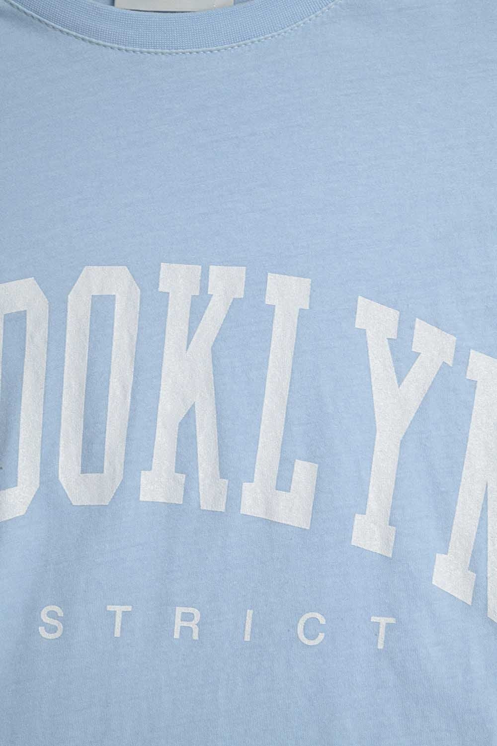 T shirt com estampa de Brooklyn em azul