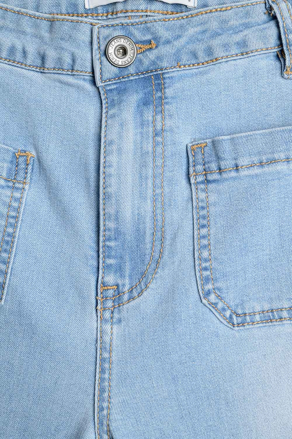 Calças de ganga Flare Skinny Light Wash com bolsos à frente