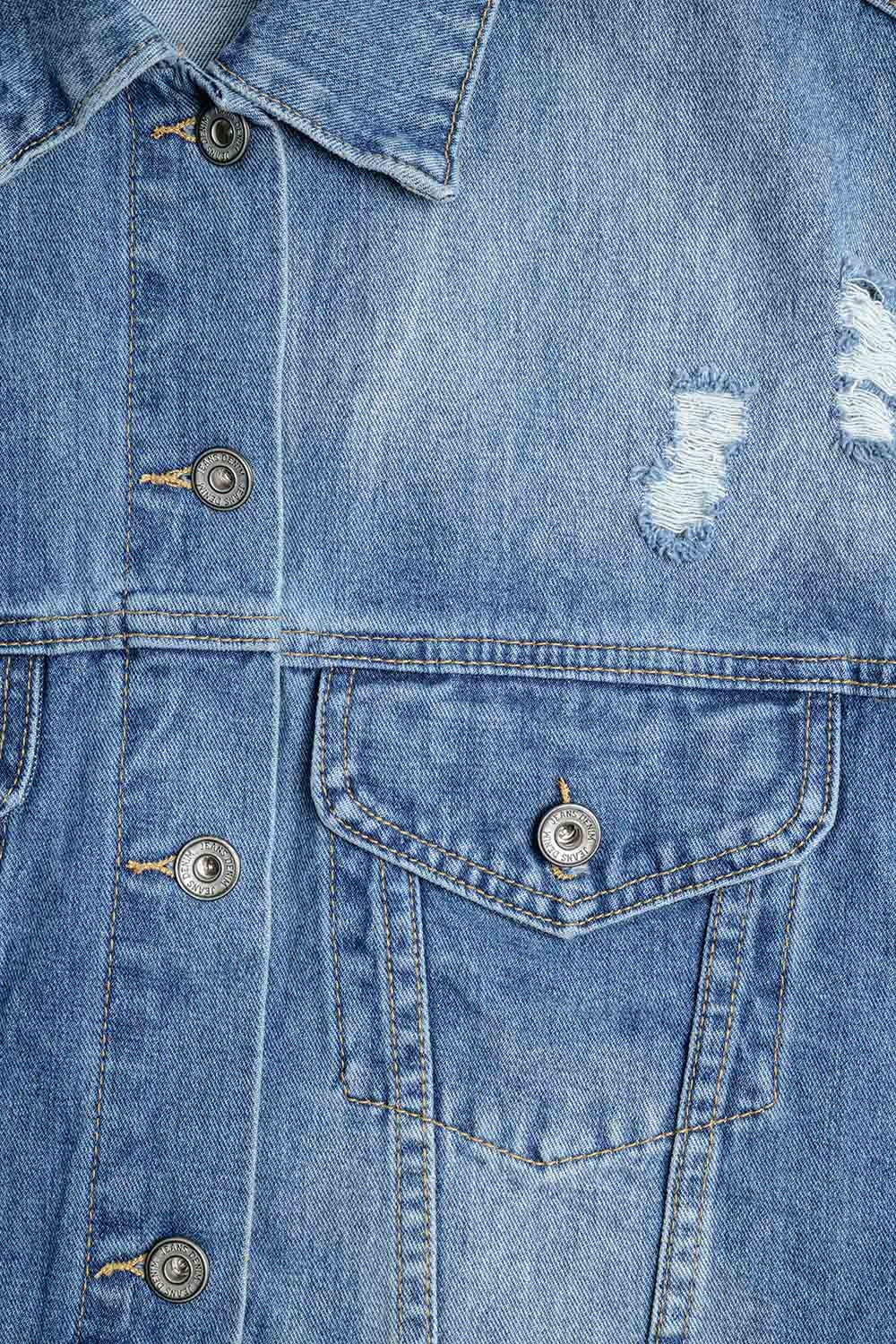 Jaqueta jeans com mangas de tecido jogging