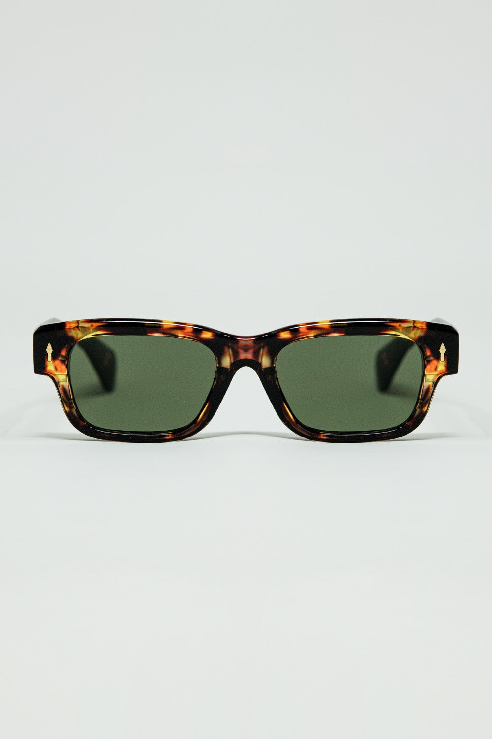 Óculos de Sol Âmbar com Lentes Ovais Verde Escuro