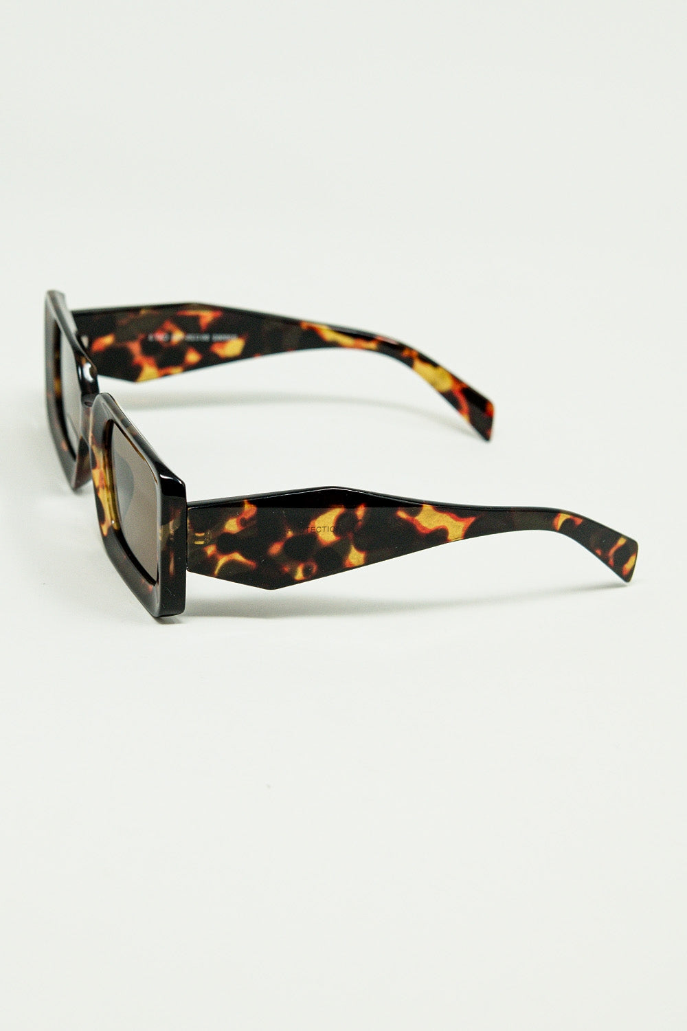 óculos de sol quadrados com impressão abstrata castanha