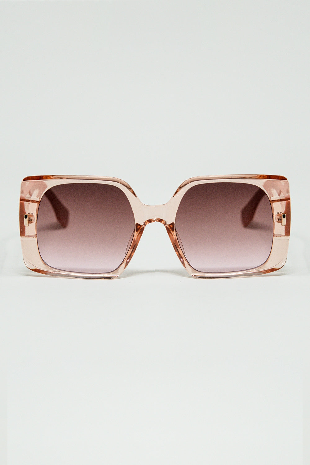 Óculos de sol quadrados cor-de-rosa com pormenor dourado na lateral