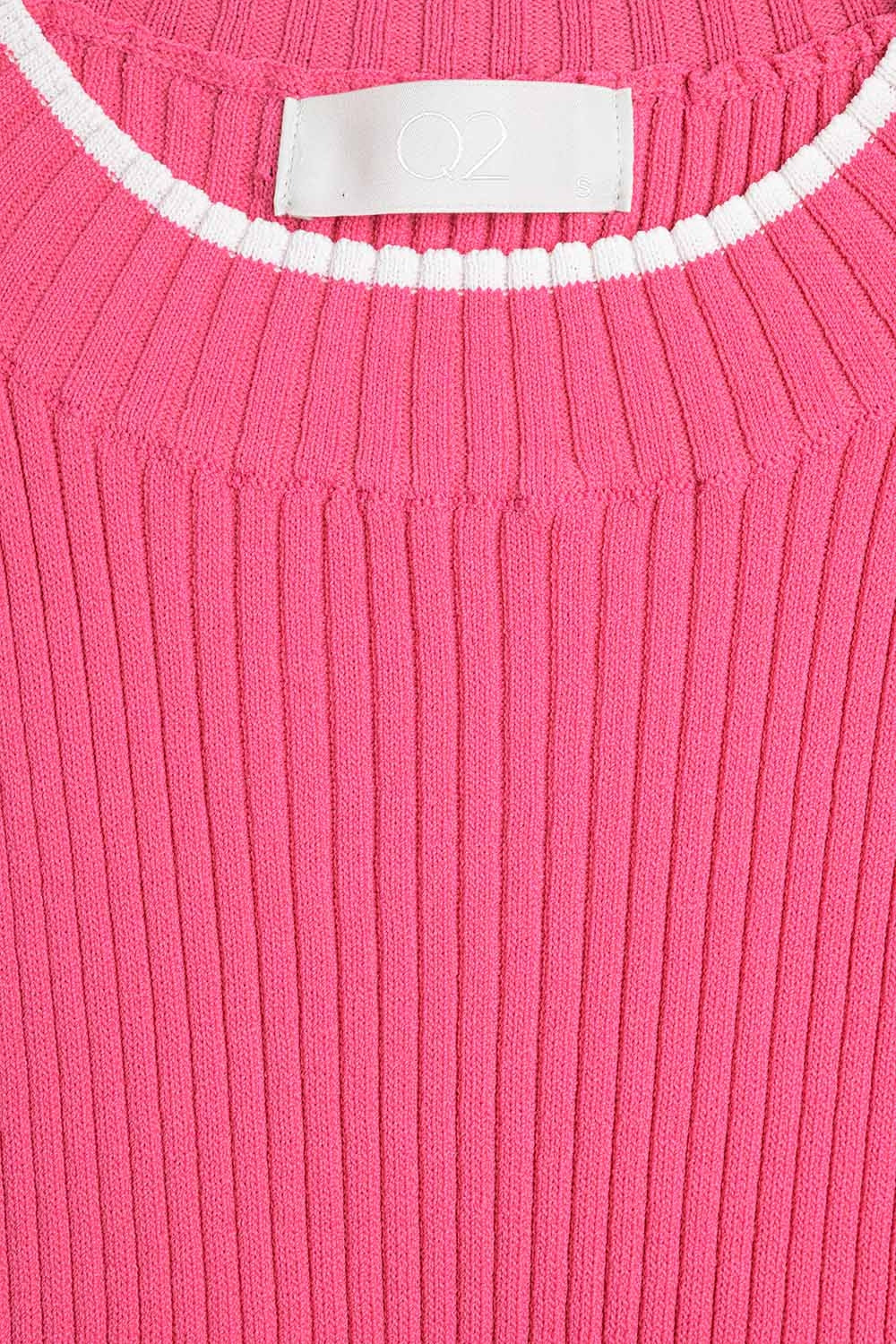 Camisola regata rosa framboesa com rebordo branco