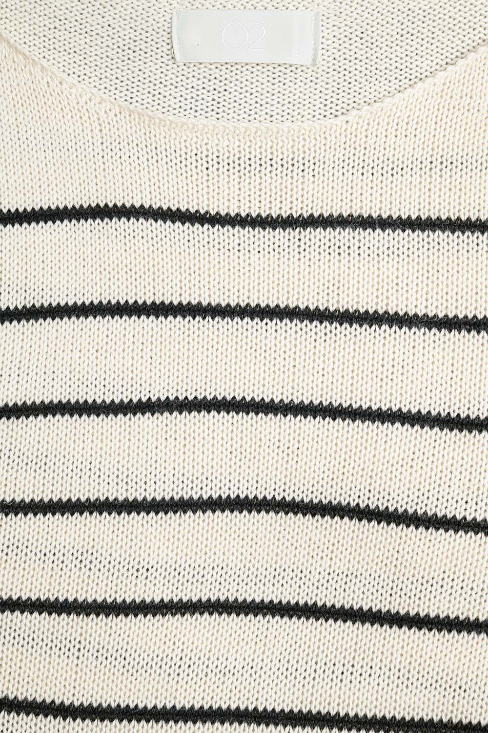 camisola bege às riscas em tricô fino