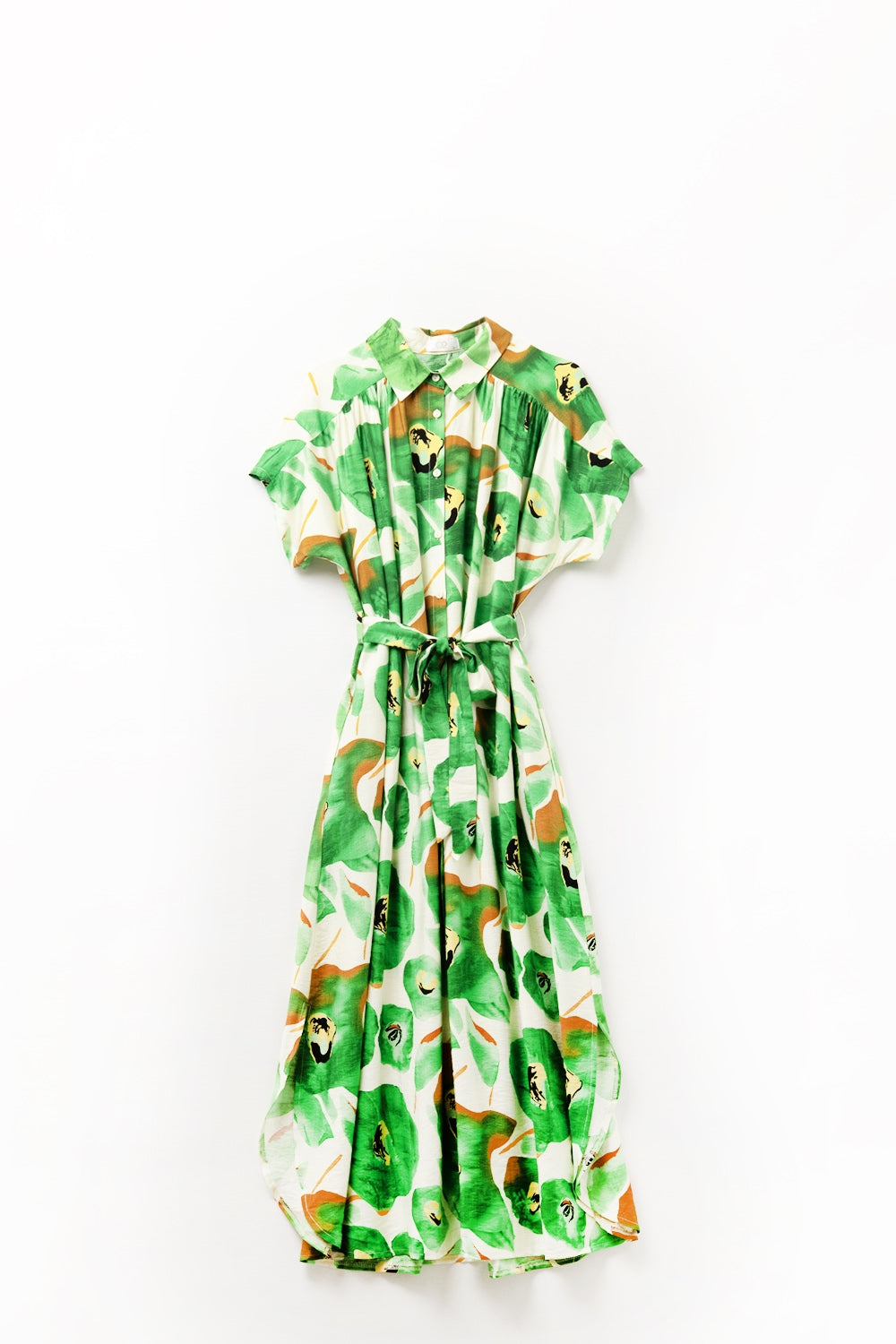 Vestido Bliss Floral em tons verdes e quentes