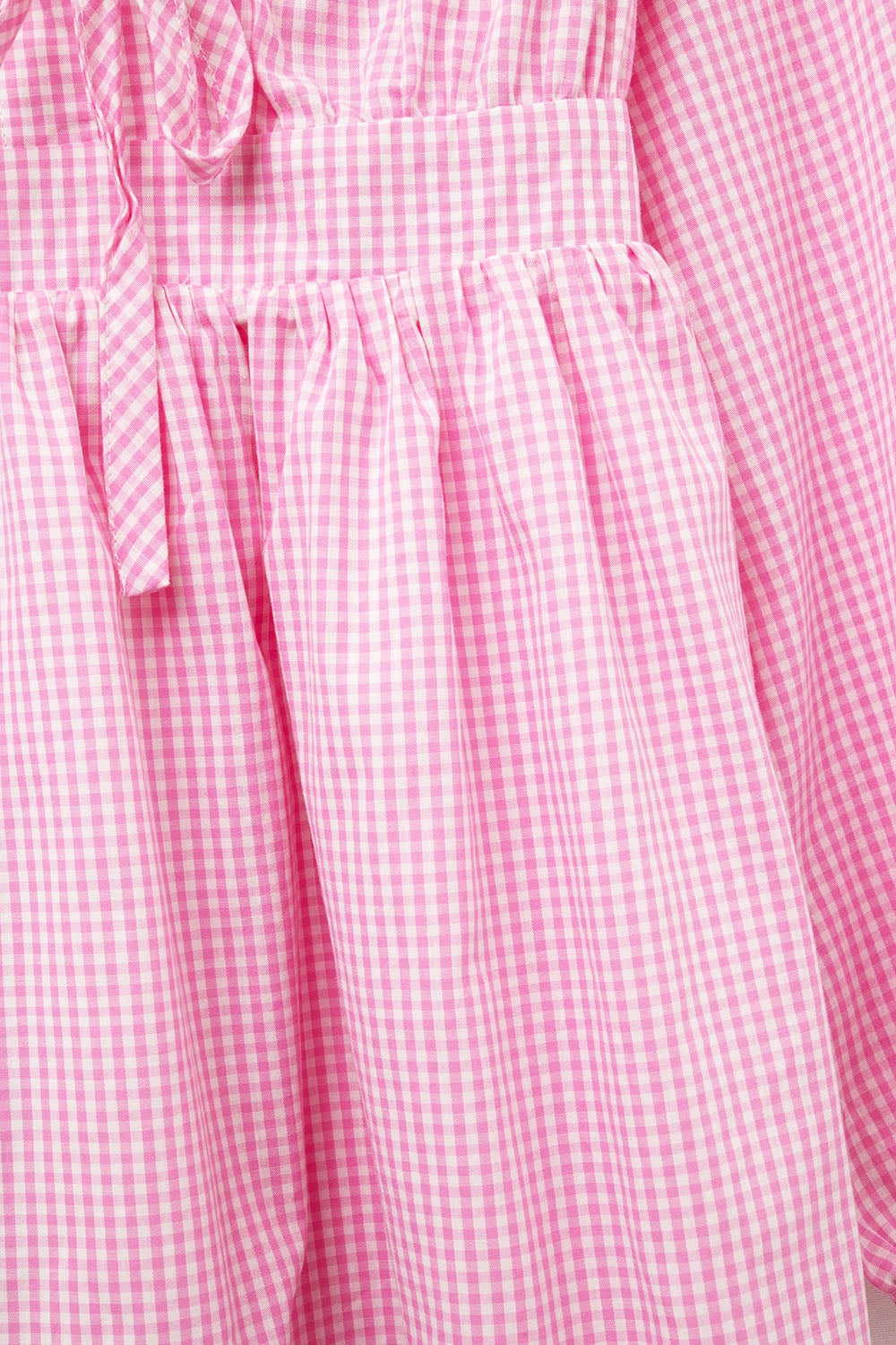 Minivestido com laço na frente cor-de-rosa cuadros vichi