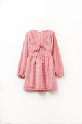 Mini vestido com gravata à frente em cuadros vichi vermelho