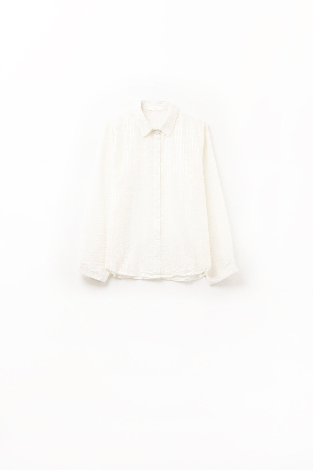 camisa de chiffon bege com pormenor de lantejoulas