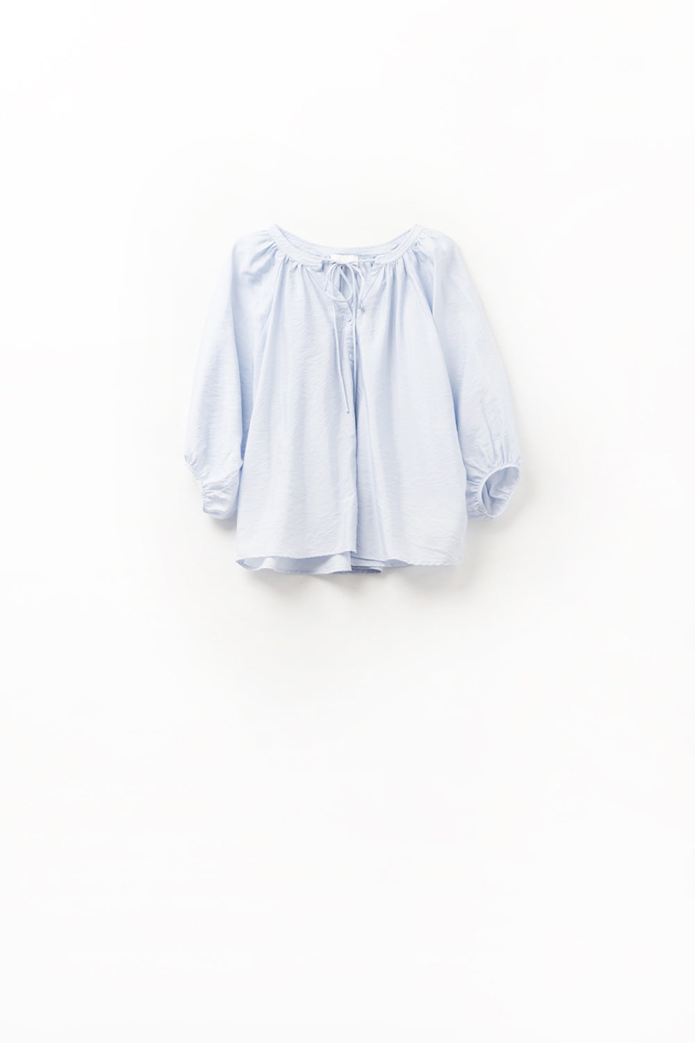 Top de Chiffon Azul Bebê com Mangas Bufantes