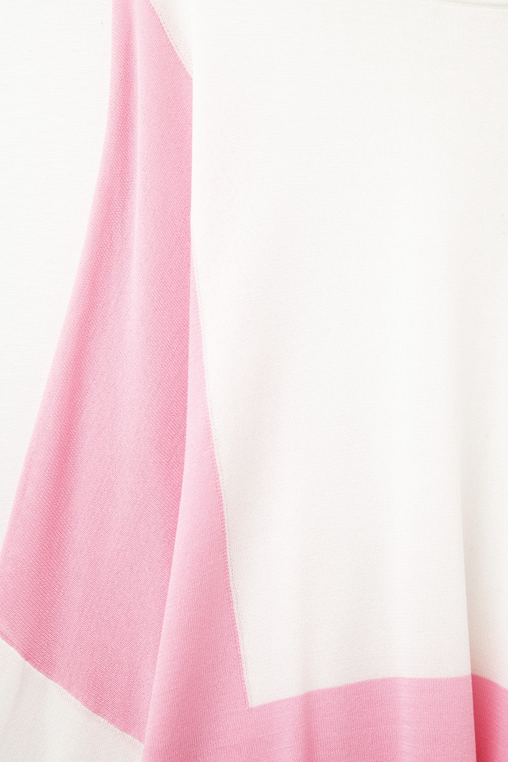 Camisola com asas de morcego em blocos de cores Branco e rosa