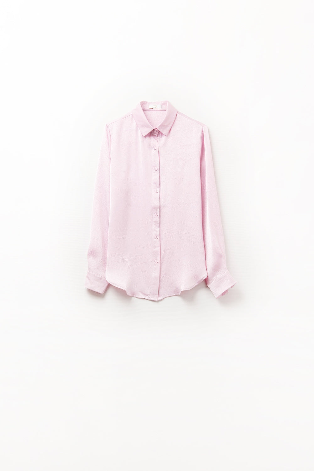 Camisa com botões rosa bebé em cetim