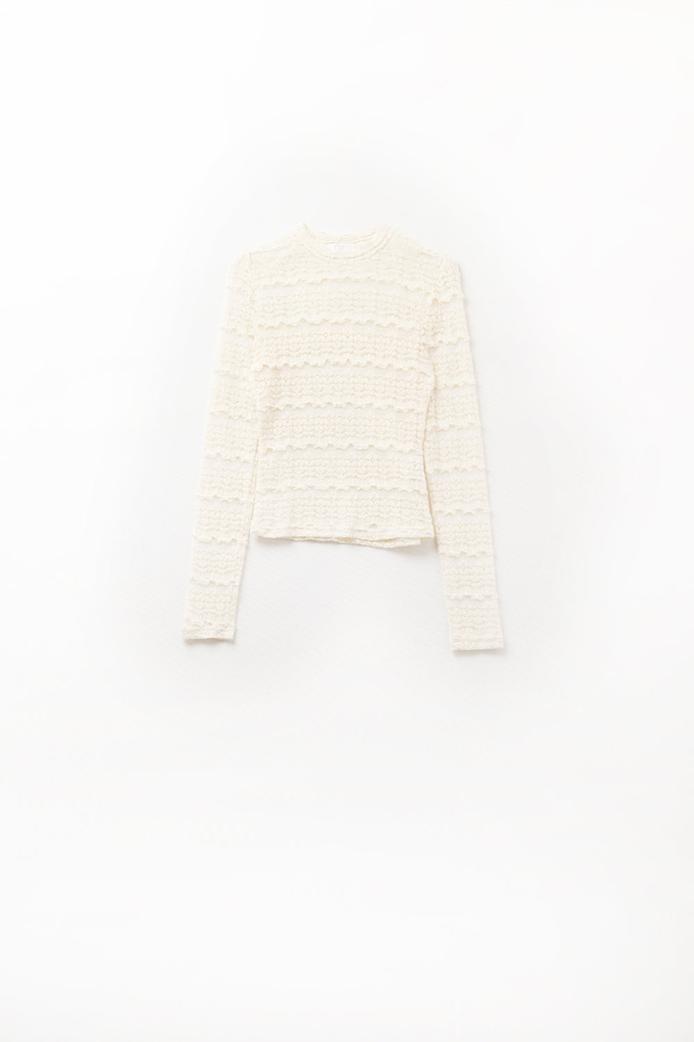 Top de Renda Floral com Gola Redonda em Creme