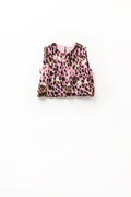 Top com pregas e estampado animal em rosa e castanho