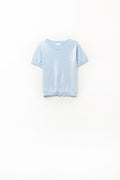 Camisola de lantejoulas azul bebé com gola redonda