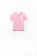 Camisola de lantejoulas cor-de-rosa com gola redonda
