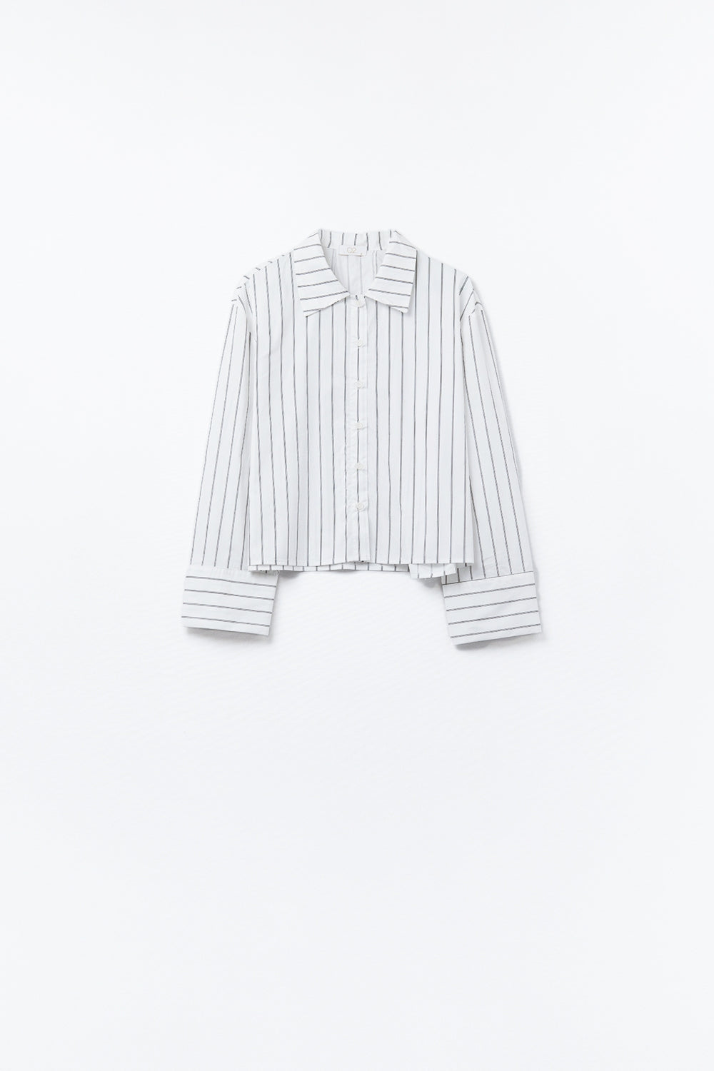 camisa cropped de popelina branca com listras