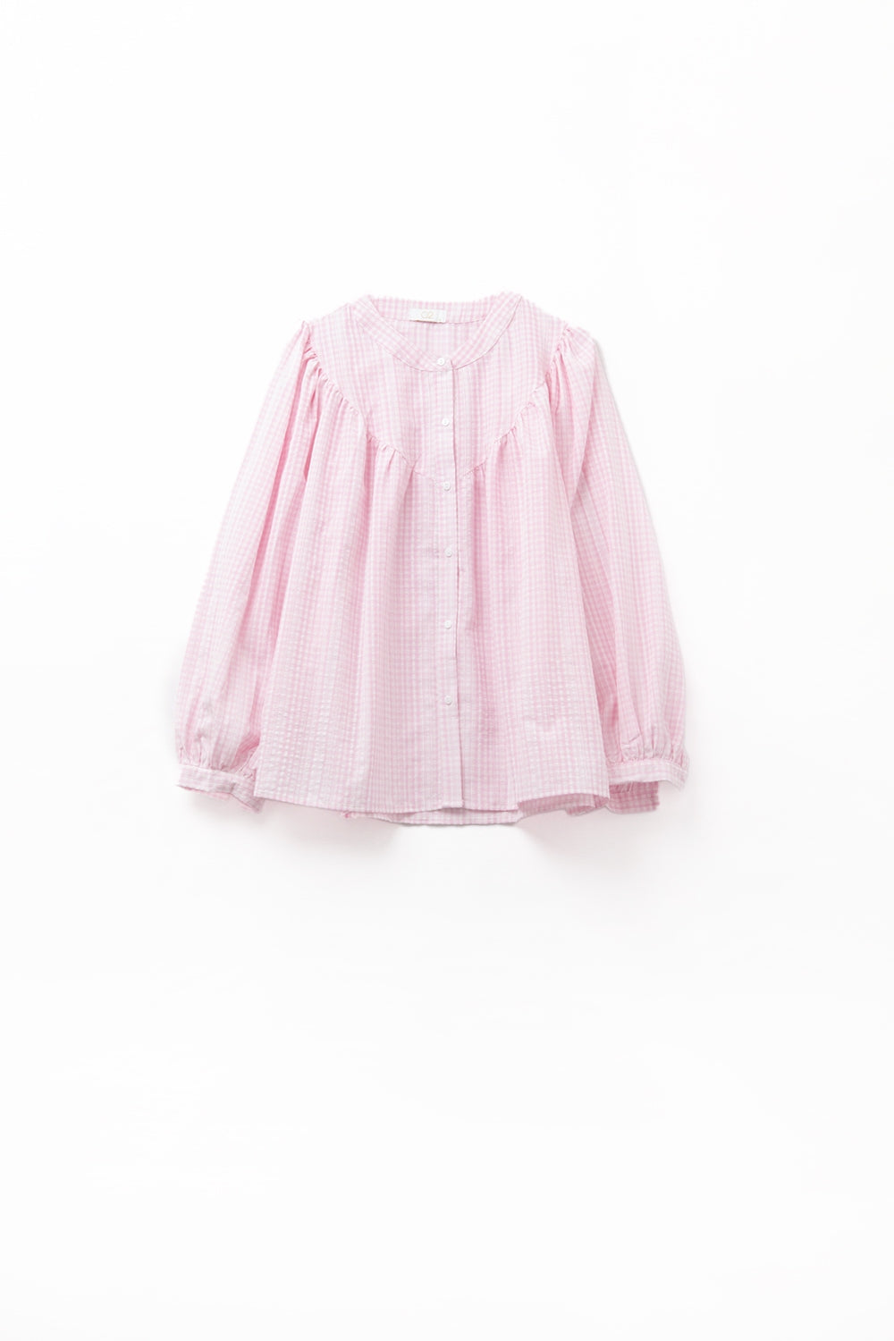 Blusa sem gola com mangas largas cor-de-rosa pálido