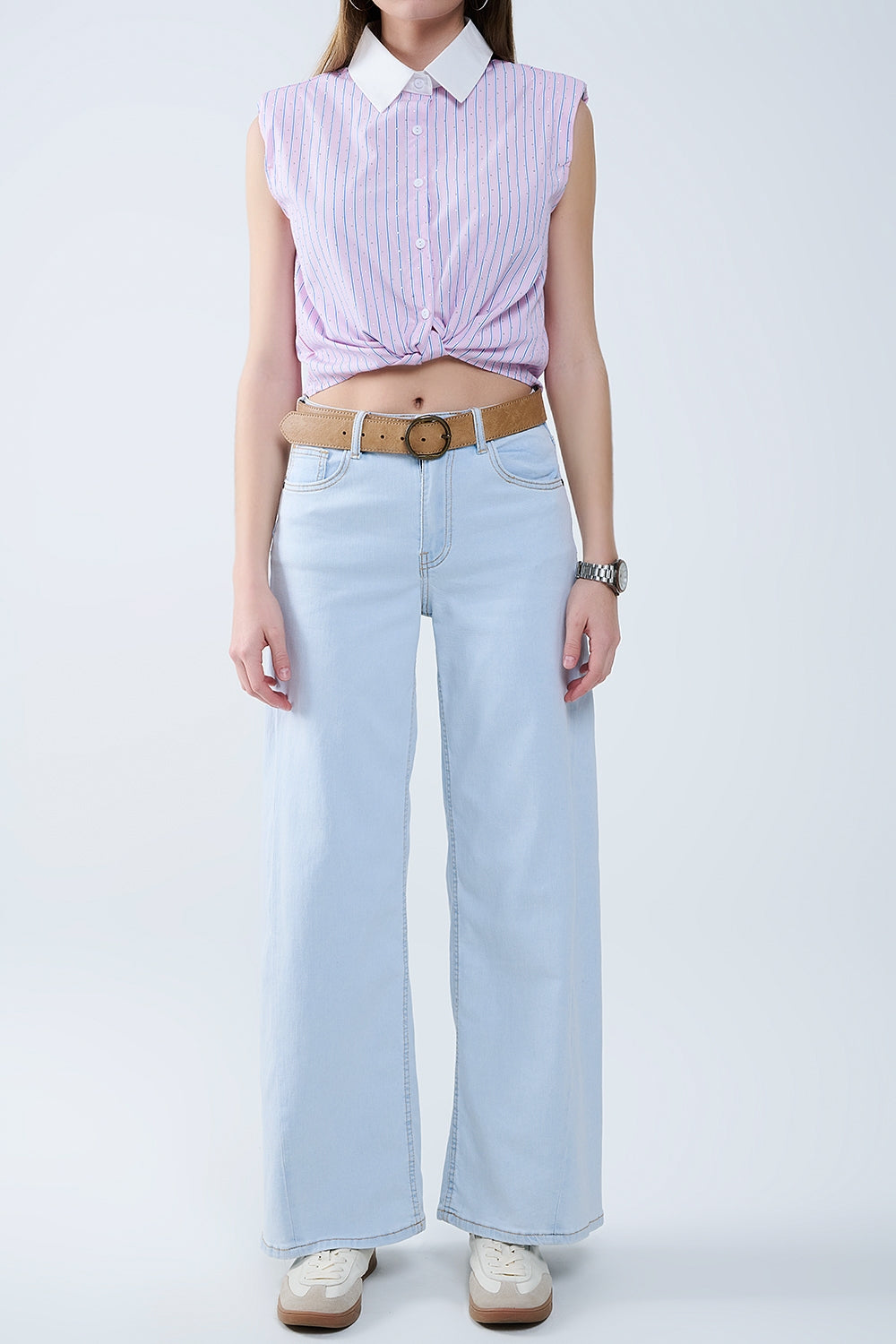 Calças de ganga Oversized Straight Leg em Light Wash