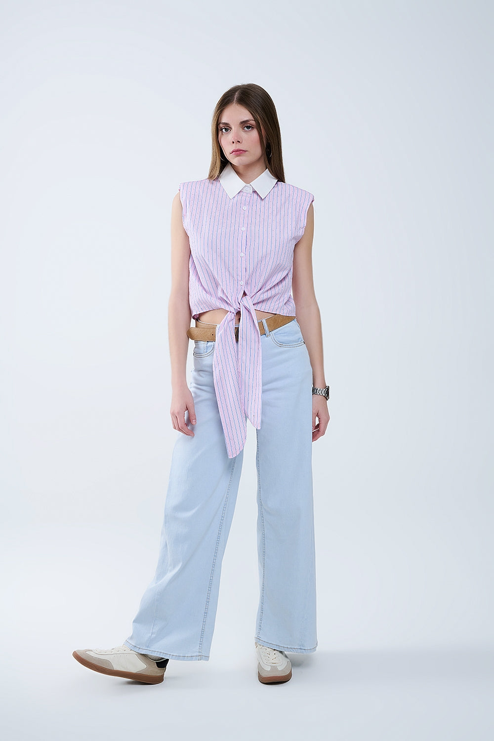 Calças de ganga Oversized Straight Leg em Light Wash