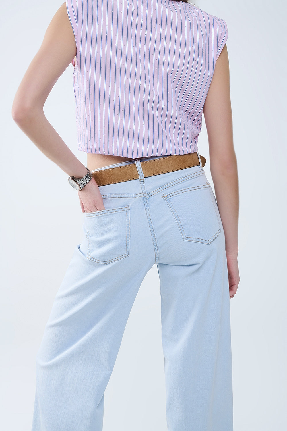 Calças de ganga Oversized Straight Leg em Light Wash