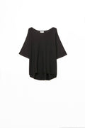 Camisola Oversized Preta com Mangas até ao Cotovelo