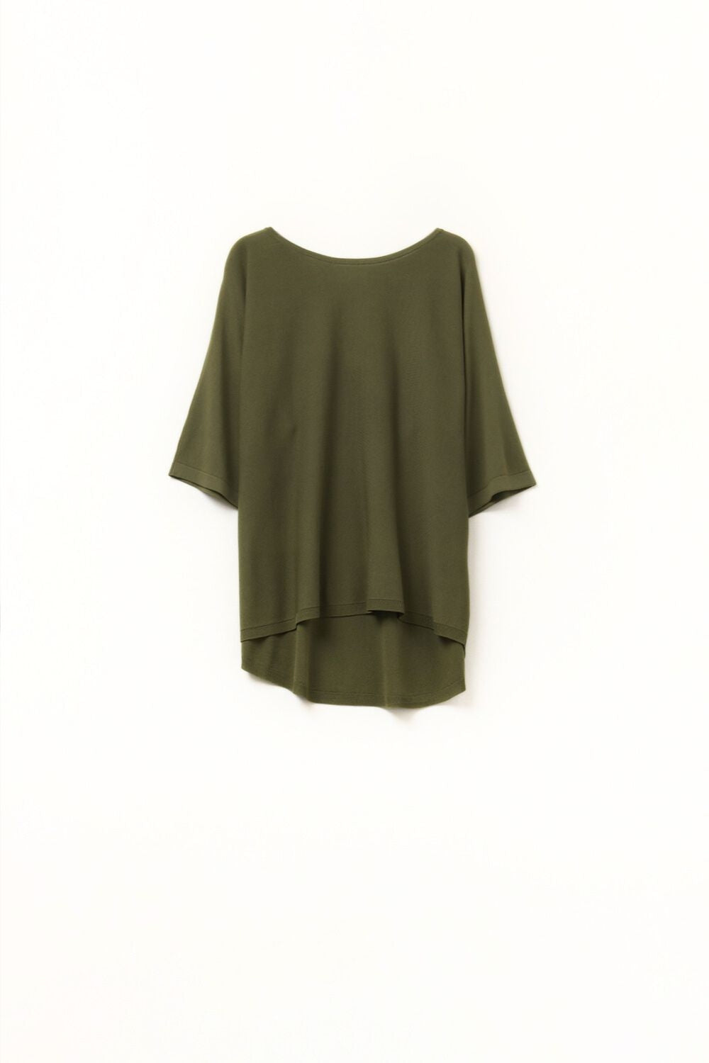 Camisola cáqui oversized com mangas na altura do cotovelo