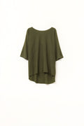 Camisola cáqui oversized com mangas na altura do cotovelo