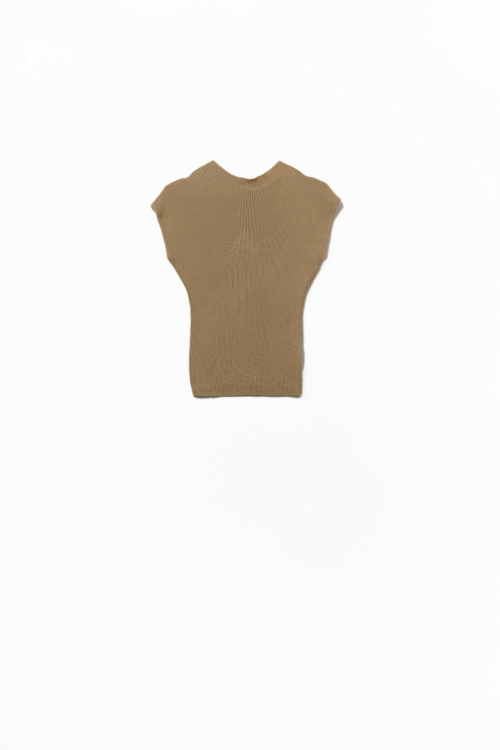 Camisola com gola alta e mangas com nervuras em camel