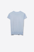 Camisola de gola alta azul bebé com mangas curtas ajustadas