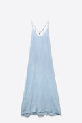 Vestido de ganga Tencel leve com alças de brilhantes