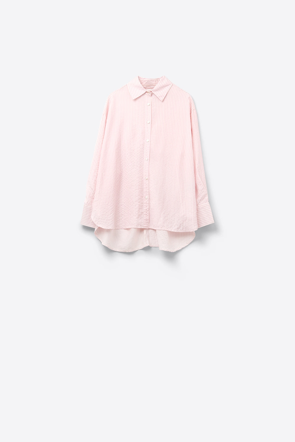 camisa rosa bebé de grandes dimensões com laço nas costas