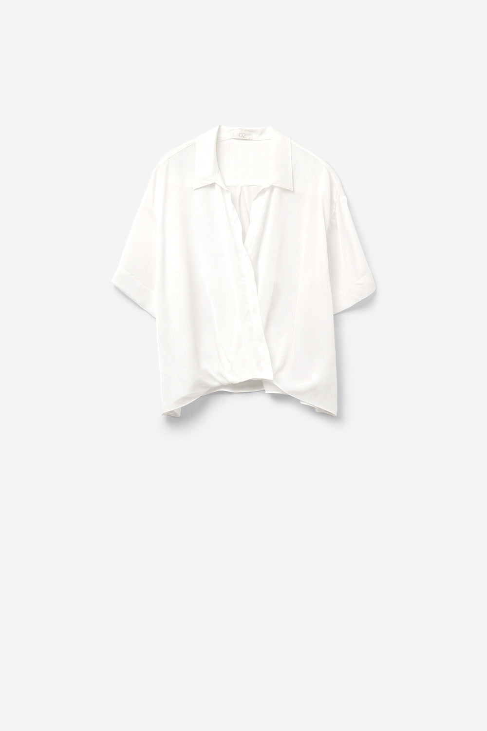 Blusa de manga curta drapeada em branco