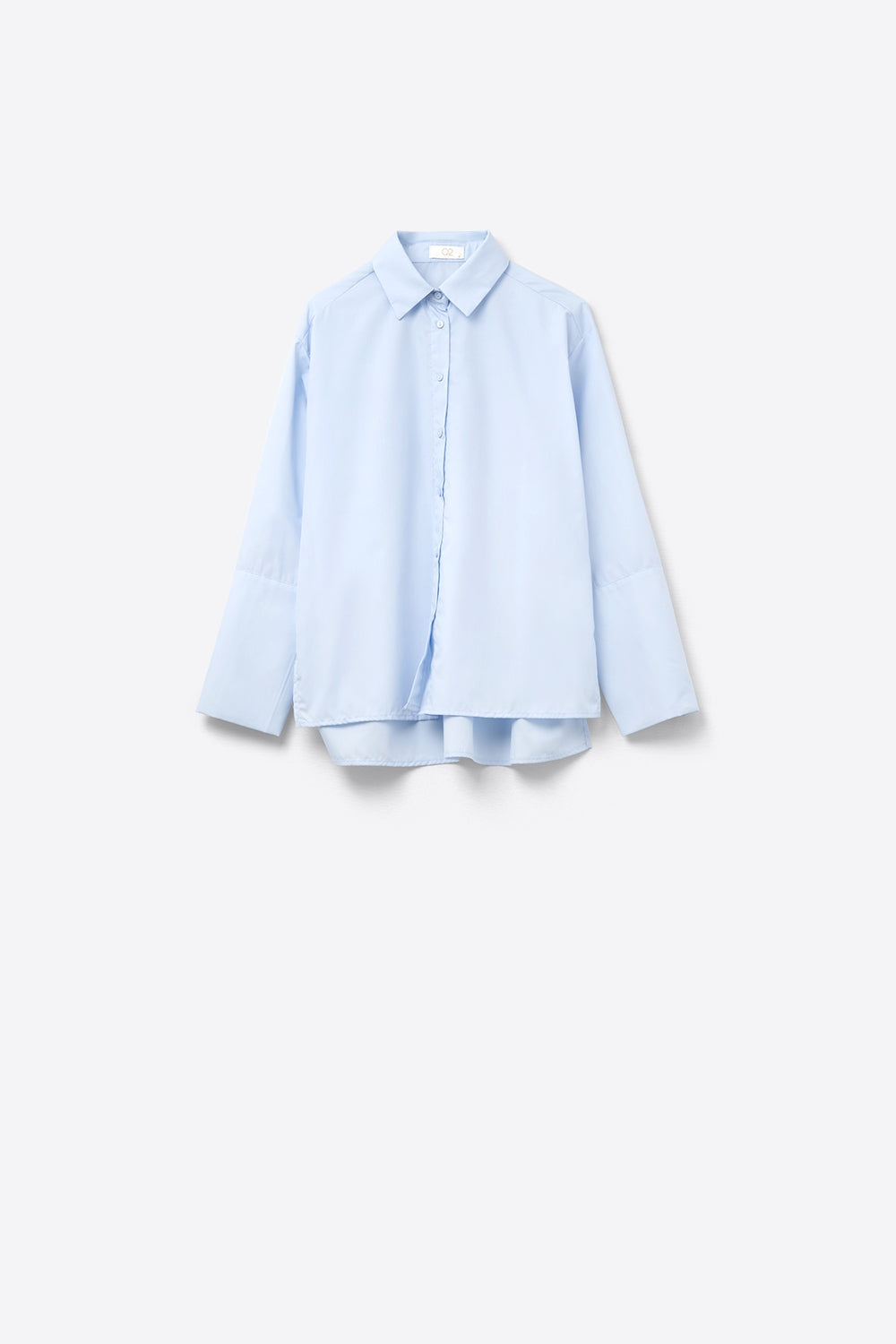 Camisa de popelina azul com punhos extra largos