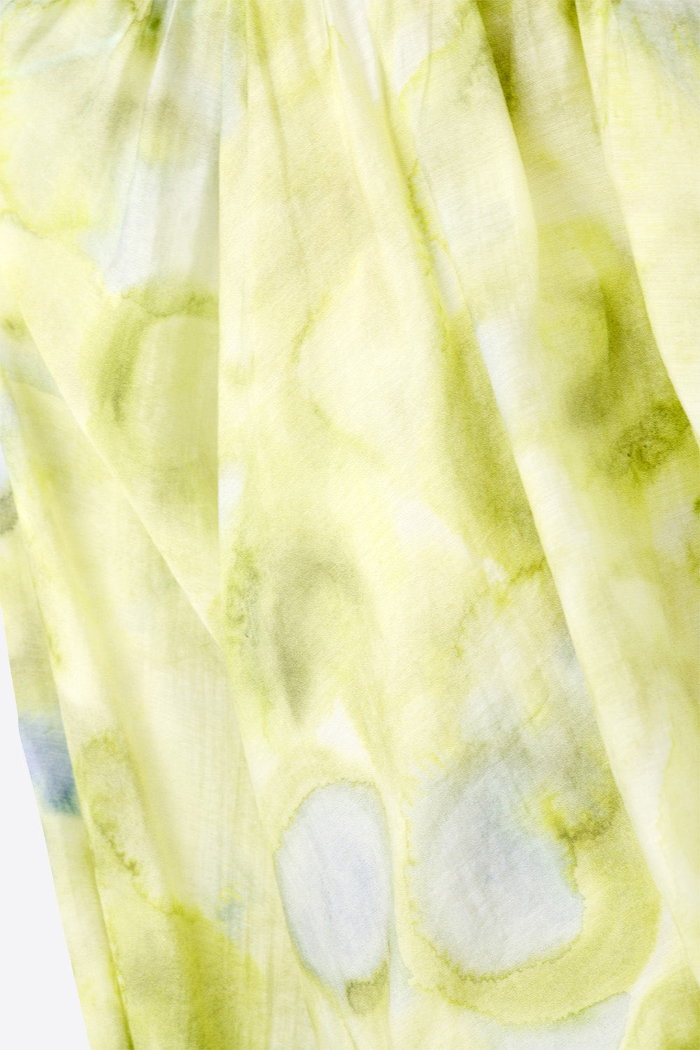 blusa de chiffon estampada verde com mangas bufantes
