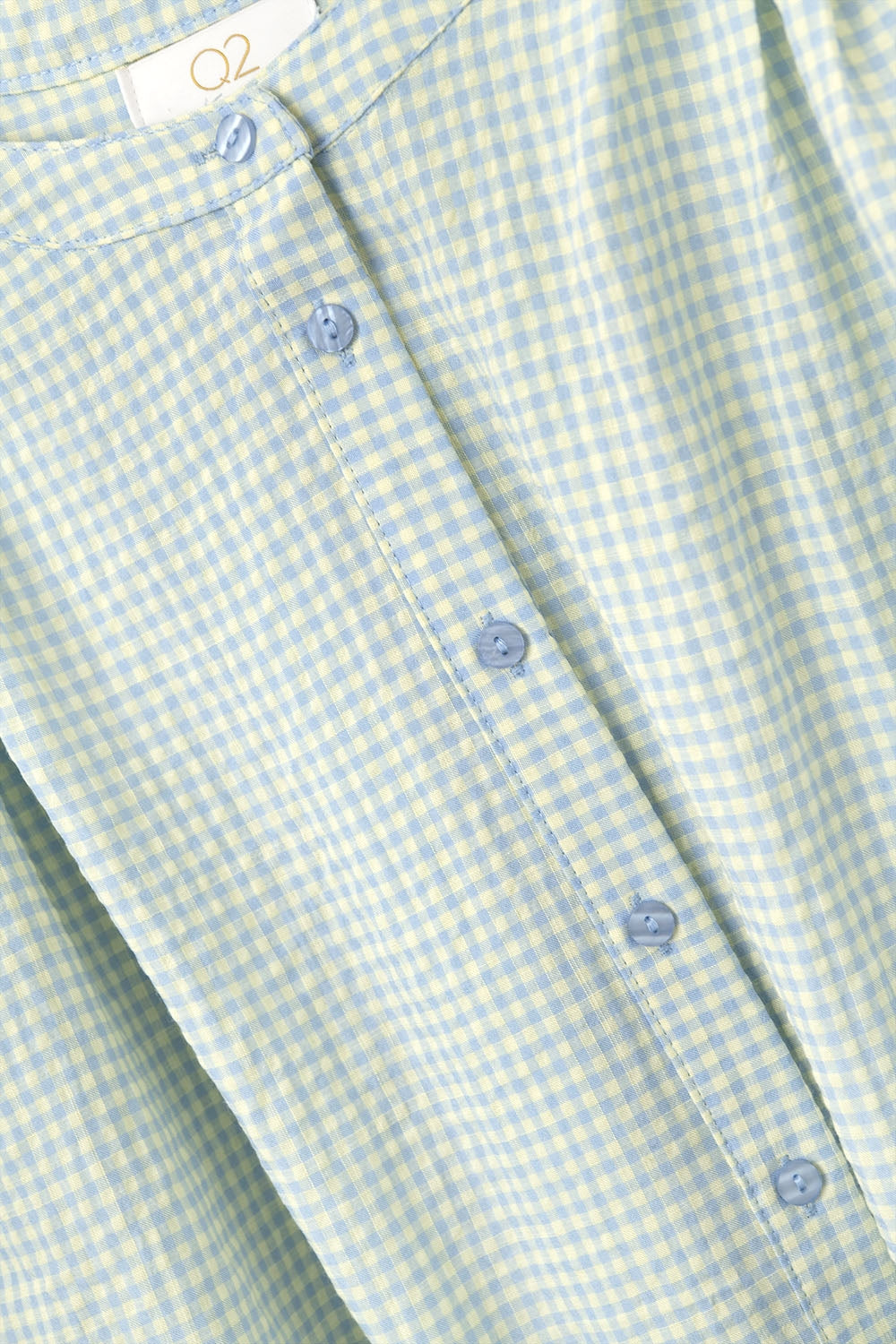 blusa solta de gingão azul claro