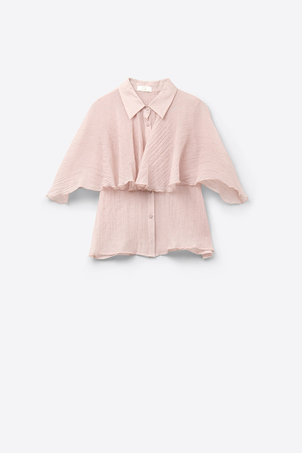 Blusa de chiffon texturada cor-de-rosa com mangas caídas
