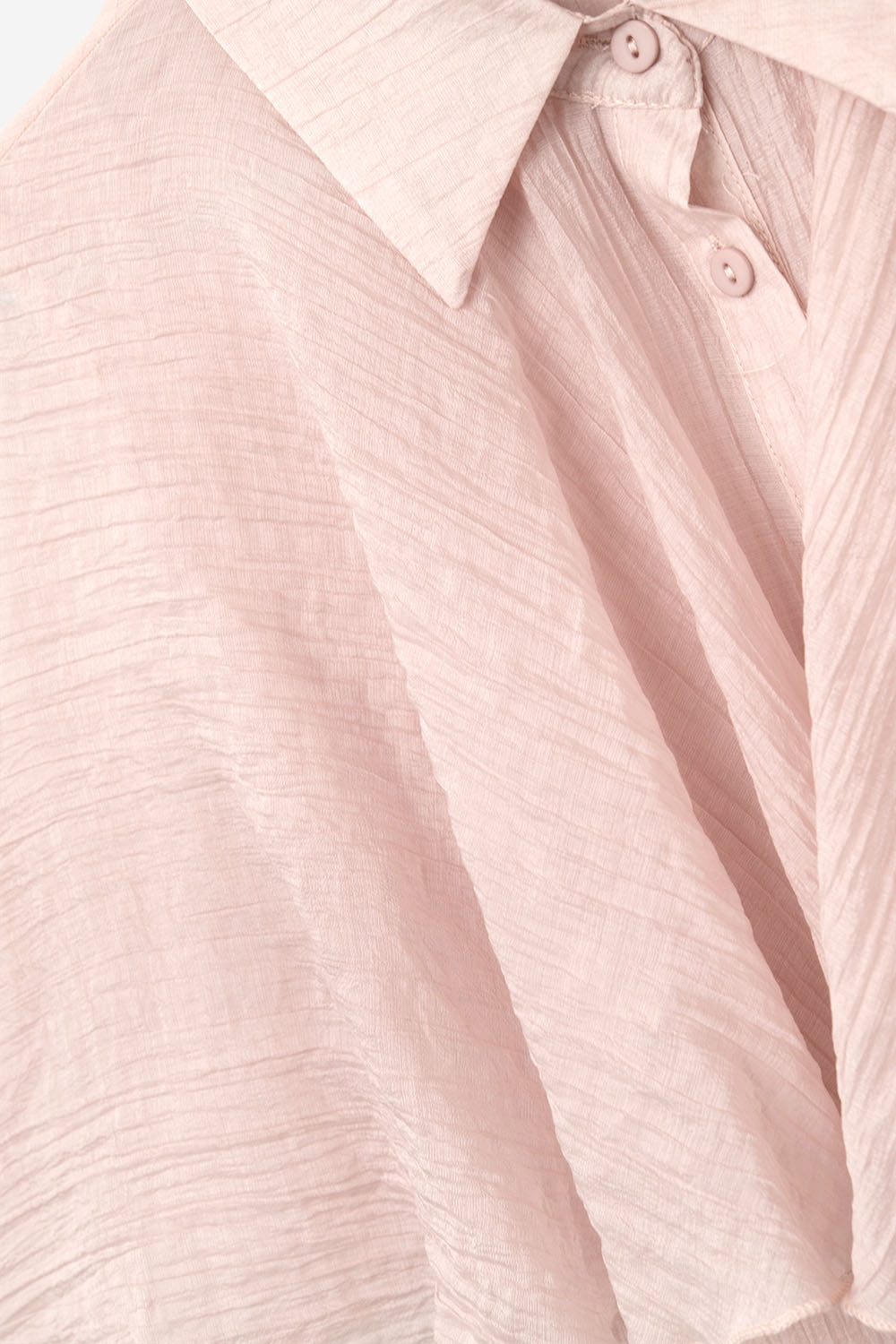 Blusa de chiffon texturada cor-de-rosa com mangas caídas