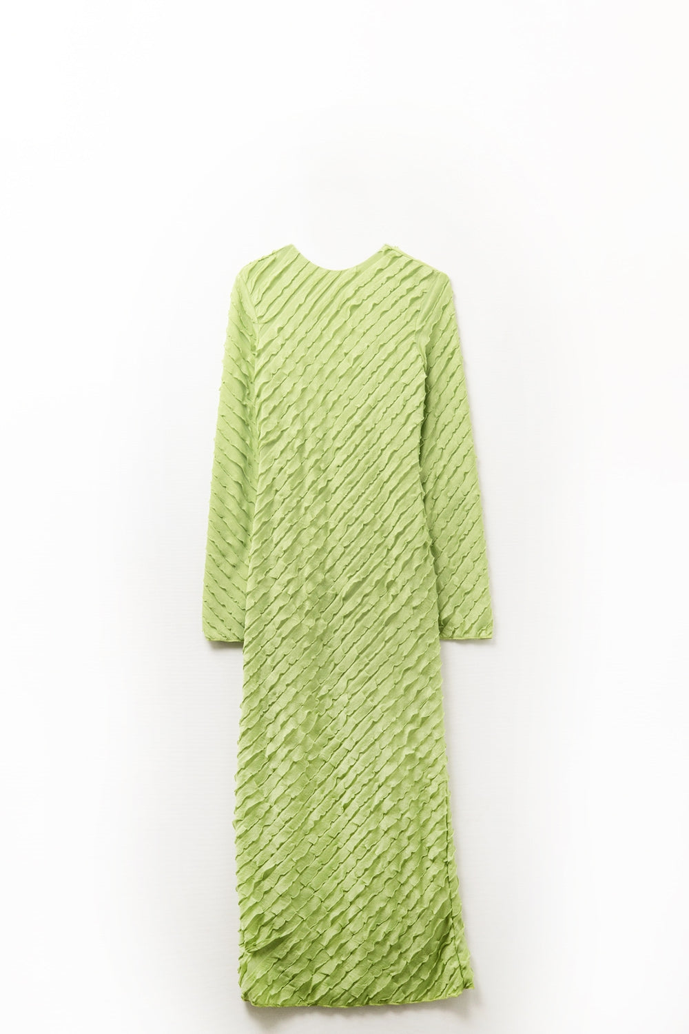 Vestido maxi verde com folho mini Bias